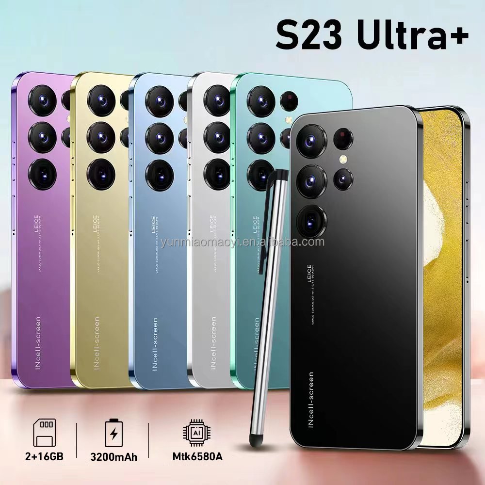 Face Recognition Unlock Mobile Phone 3g Smartphone Original Phone S23 ULTRA+ 6.53 Inch 2+16GB Smart Phone Android Quad Core 5MP